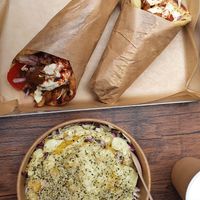 Gyros and mango salad at Vegan Beat in Athens