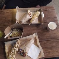 Yummy, oyster mushroom gyros at Vegan Beat in Athens