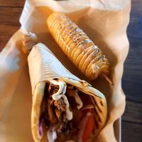 Oyster gyros and chips at Vegan Beat in Athens
