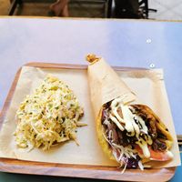 Space gyros and coleslaw at Vegan Beat in Athens