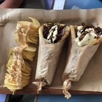 Scalloped potato & space gyros  at Vegan Beat in Athens