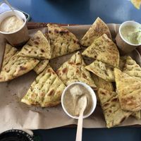 Pita with hummus & tzatziki   at Vegan Beat in Athens