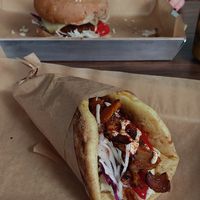 Gyros and Burger at Vegan Beat in Athens