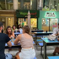 Outside seating   at Vegan Beat in Athens