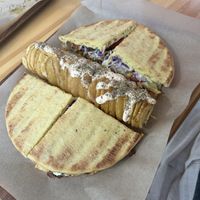 crispy potato and a pitta  at Vegan Beat in Athens