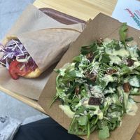 space gyros and side salad  at Vegan Beat in Athens