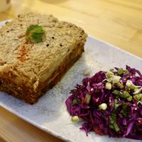 Moussaka  at Rhino Vegan Beat in Athens