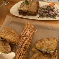 gyros, potato and moussaka   at Rhino Vegan Beat in Athens