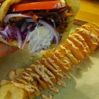 Space Gyros with Spiral Potato at Rhino Vegan Beat in Athens