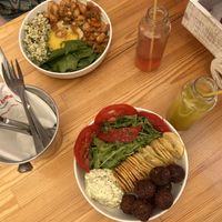 “Eat like a greek” and “Meatballs"  at Rhino Vegan Beat in Athens