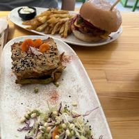 Burger, Moussaka   at Rhino Vegan Beat in Athens