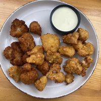  “tofu bites“ that were actually cauliflower (mistake on the menu)   at Vegan Beat in Athens