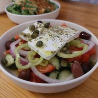 Greek salad at Rhino Vegan Beat in Athens