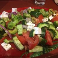 Greek salad at Rhino Vegan Beat in Athens