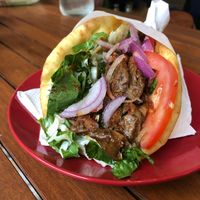 The amazing mushroom gyro  at Rhino Vegan Beat in Athens