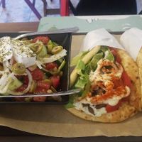 Greek salad and gyros 🖤 at Vegan Beat in Athens