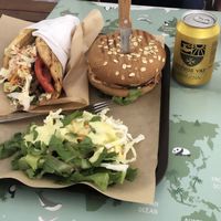 Gyros & Bean burger at Vegan Beat in Athens