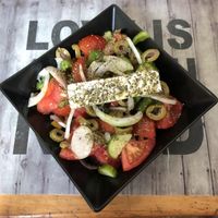 Greek Salad with Feta “Cheese” at Vegan Beat in Athens