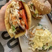 Burger and Euro were incredible!  at Vegan Beat in Athens