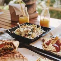 Veggie ball tortilla with nachos  at Vegan Beat in Athens