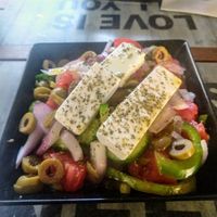 Greek Salad, the best vegan feta you will find. at Vegan Beat in Athens