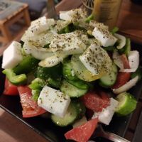Greek salad with vegan feta at Vegan Beat in Athens