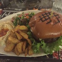 Vegan falafel burger  at Vegan Beat in Athens