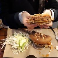 Inside burger! at Vegan Beat in Athens