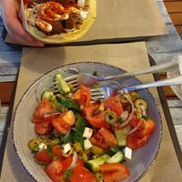 Greek salad and gyros at Vegan Beat in Athens