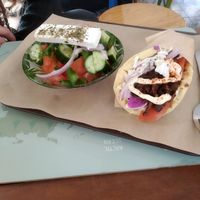 Gyros and half greek salad at Vegan Beat in Athens