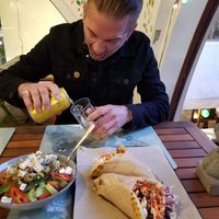 Mushroom gyros at Vegan Beat in Athens