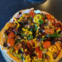 Veggies and vegan cheese.  at Pie Five Pizza in Branson