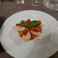 Traditional culurgiones (vegetarian meal) at Sa Domu Sarda in Cagliari