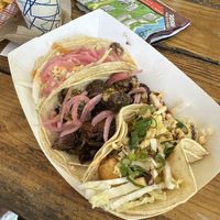 Top to bottom: avocado, Brussels, crispy tofu  at Osprey Tacos in St Augustine