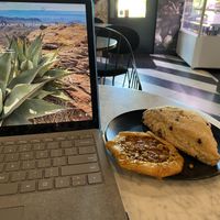 Great place to work or write. Pistachio galette and chocolate chip coconut scone - soooo yummy!  at Dark Hall Coffee in Phoenix
