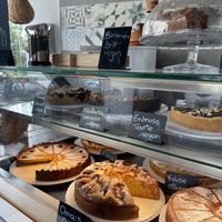 Vegan cakes clearly labeled   at Picknick Cafe Bar in Frankfurt
