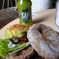 Vegan avocado BLT and matcha lemomade at Olivia's Maastricht in Maastricht