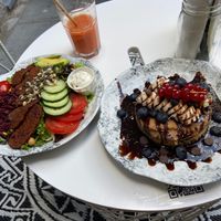 Pancakes and tempeh salad  at Olivia's Maastricht in Maastricht