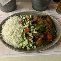 Okra with eggplant and potato sabzi   at eatDOORI in Mainz