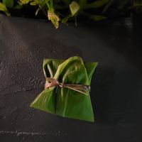 Leftovers wrapped in Ti leaves at Moku Roots in Kula