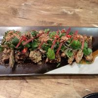 The eggplant dish, lots of coriander on it... 😳 at Morks Restaurant in Canberra