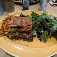 Vegan lasagna with salad at Inlakesh Living Foods in Macquarie Park