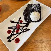 Vegan chocolate cake & vanilla ice cream at Number Forty Four in Kirkby Lonsdale