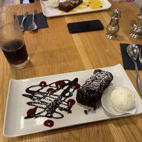 Brownie and cake with vegan ice cream  at Number Forty Four in Kirkby Lonsdale