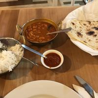Durban style butter bean curry with vegan naan  at Prashad Cafe in Cape Town