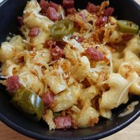 Mac and cheese with all the toppings at The Garden Cafe and Takeaway in Kendal