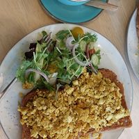Tofu scramble with cappuccino at The Garden Cafe and Takeaway in Kendal
