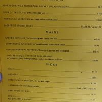 Vegan menu. at The Herringbone in North Berwick