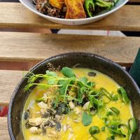 Cauliflower soup and quinoa bowl  at Nirvana in Riga