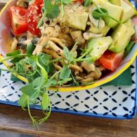 Raw zoodles with cashew sauce  at Nirvana in Riga